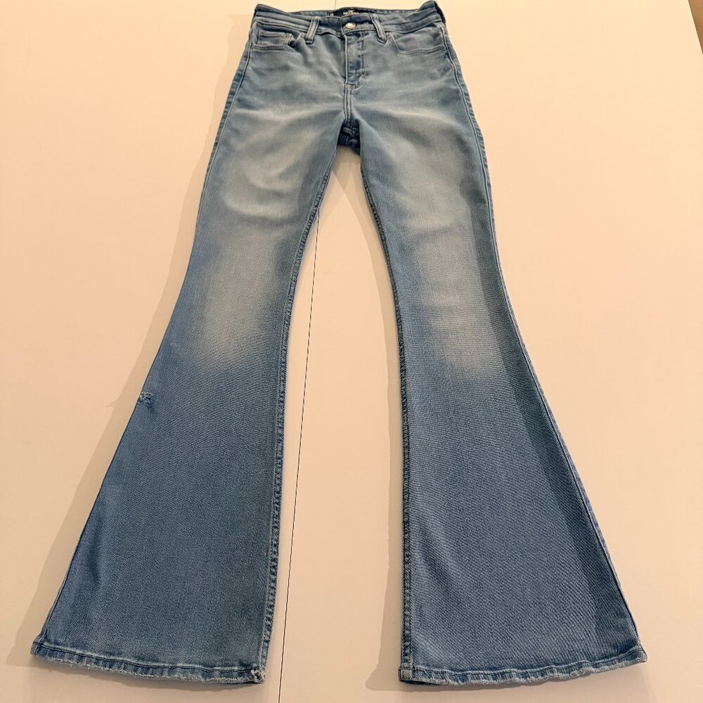 Hollister California High Rise Flare Jeans Light Wash Size 0R Boho Western Y2K